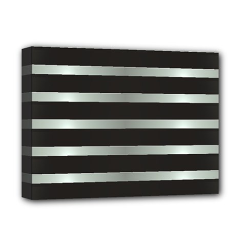 Black Silver Background Pattern Stripes Deluxe Canvas 16  X 12  (stretched)  by Amaryn4rt