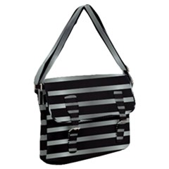 Black Silver Background Pattern Stripes Buckle Messenger Bag by Amaryn4rt