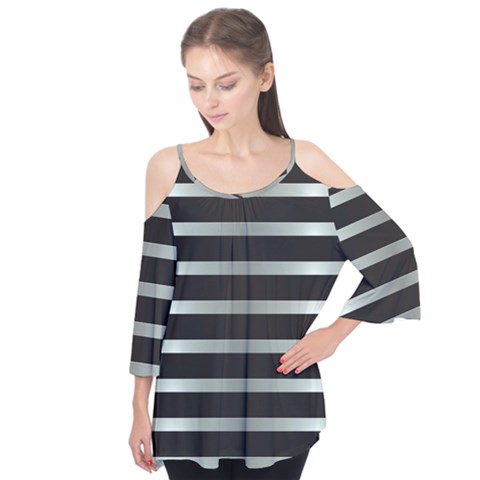 Black Silver Background Pattern Stripes Flutter Tees by Amaryn4rt