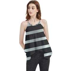 Black Silver Background Pattern Stripes Flowy Camisole Tank Top by Amaryn4rt