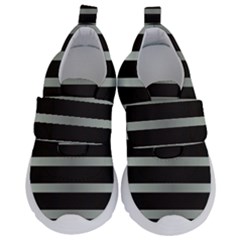 Black Silver Background Pattern Stripes Kids  Velcro No Lace Shoes by Amaryn4rt