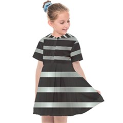 Black Silver Background Pattern Stripes Kids  Sailor Dress by Amaryn4rt