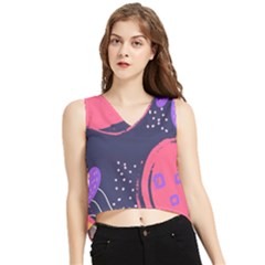 Abstract Background Shapes Banner V-neck Cropped Tank Top by Amaryn4rt