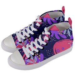 Abstract Background Shapes Banner Women s Mid-top Canvas Sneakers by Amaryn4rt