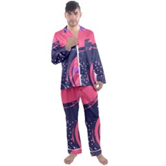 Abstract Background Shapes Banner Men s Long Sleeve Satin Pajamas Set by Amaryn4rt