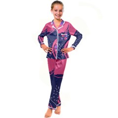 Abstract Background Shapes Banner Kid s Satin Long Sleeve Pajamas Set by Amaryn4rt