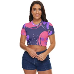 Abstract Background Shapes Banner Side Button Cropped Tee by Amaryn4rt