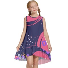 Abstract Background Shapes Banner Kids  Frill Swing Dress by Amaryn4rt