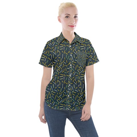 Abstract Pattern Sprinkles Women s Short Sleeve Pocket Shirt by Amaryn4rt