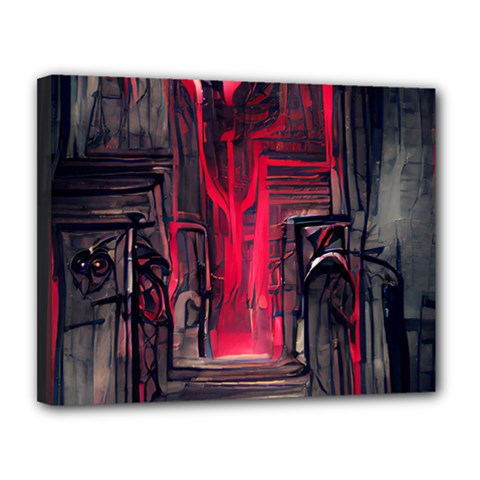 Stranger Things Fantasy Dark  Red Canvas 14  X 11  (stretched) by Amaryn4rt