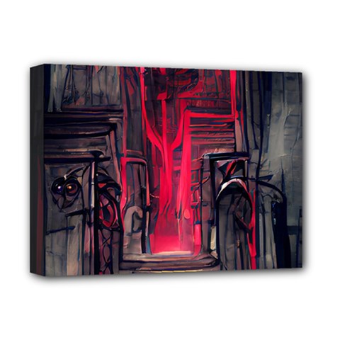 Stranger Things Fantasy Dark  Red Deluxe Canvas 16  X 12  (stretched)  by Amaryn4rt