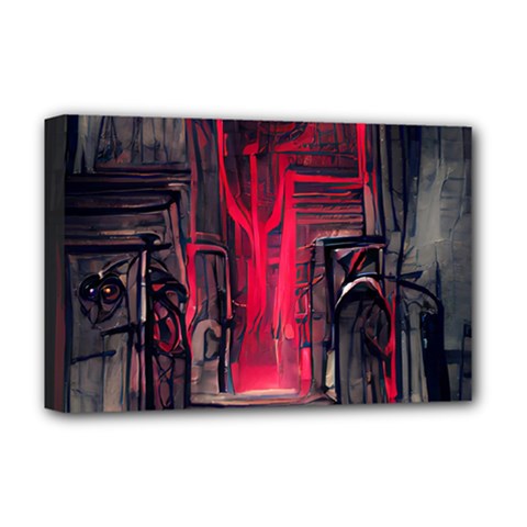 Stranger Things Fantasy Dark  Red Deluxe Canvas 18  X 12  (stretched) by Amaryn4rt