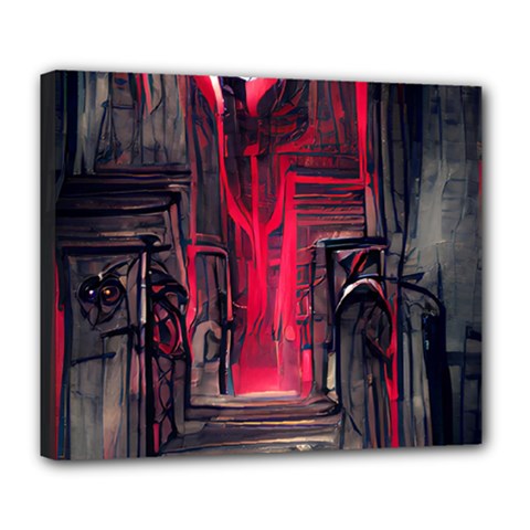 Stranger Things Fantasy Dark  Red Deluxe Canvas 24  X 20  (stretched) by Amaryn4rt