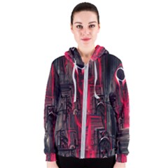 Stranger Things Fantasy Dark  Red Women s Zipper Hoodie by Amaryn4rt