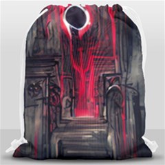 Stranger Things Fantasy Dark  Red Drawstring Bag (large) by Amaryn4rt