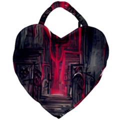 Stranger Things Fantasy Dark  Red Giant Heart Shaped Tote by Amaryn4rt