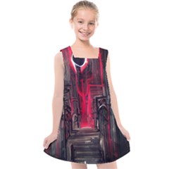 Stranger Things Fantasy Dark  Red Kids  Cross Back Dress by Amaryn4rt