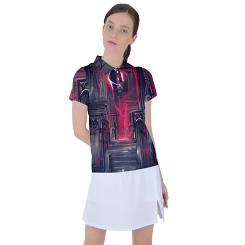 Stranger Things Fantasy Dark  Red Women s Polo Tee by Amaryn4rt