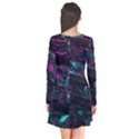 Space Futuristic Shiny Abstraction Long Sleeve V-neck Flare Dress View2