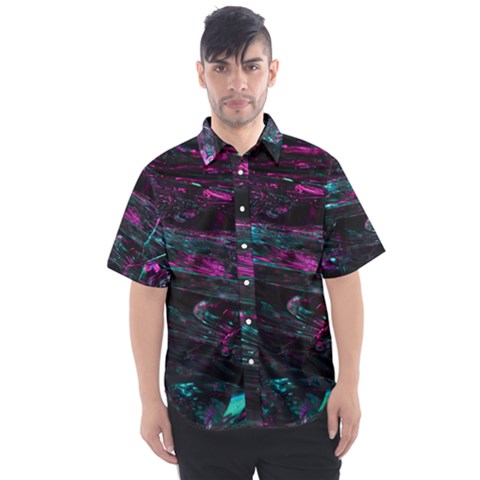 Space Futuristic Shiny Abstraction Men s Short Sleeve Shirt by Amaryn4rt