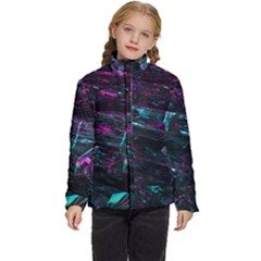 Space Futuristic Shiny Abstraction Kids  Puffer Bubble Jacket Coat by Amaryn4rt