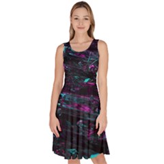 Space Futuristic Shiny Abstraction Knee Length Skater Dress With Pockets by Amaryn4rt