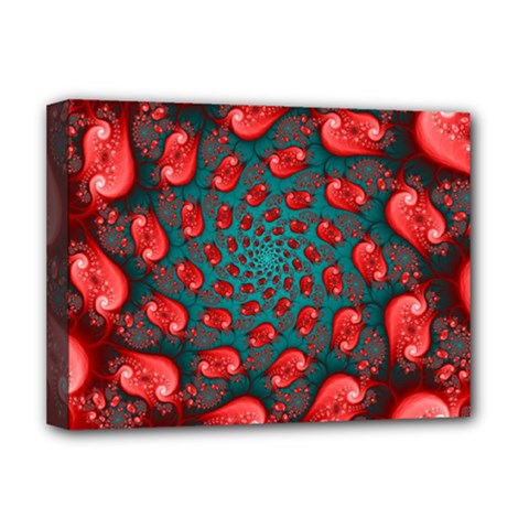 Fractal Red Spiral Abstract Art Deluxe Canvas 16  X 12  (stretched)  by Amaryn4rt