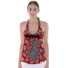 Fractal Red Spiral Abstract Art Babydoll Tankini Top by Amaryn4rt