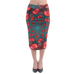 Fractal Red Spiral Abstract Art Midi Pencil Skirt by Amaryn4rt