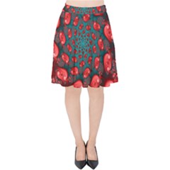 Fractal Red Spiral Abstract Art Velvet High Waist Skirt by Amaryn4rt