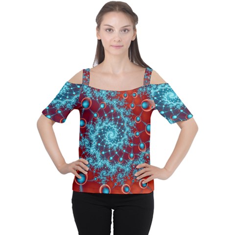 Fractal Pattern Background Cutout Shoulder Tee by Amaryn4rt