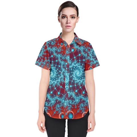 Fractal Pattern Background Women s Short Sleeve Shirt by Amaryn4rt