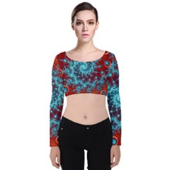 Fractal Pattern Background Velvet Long Sleeve Crop Top by Amaryn4rt