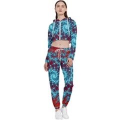 Fractal Pattern Background Cropped Zip Up Lounge Set by Amaryn4rt