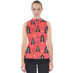 Christmas Christmas Tree Pattern Mock Neck Shell Top by Amaryn4rt