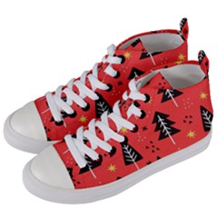 Christmas Christmas Tree Pattern Women s Mid-top Canvas Sneakers by Amaryn4rt