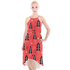 Christmas Christmas Tree Pattern High-low Halter Chiffon Dress  by Amaryn4rt