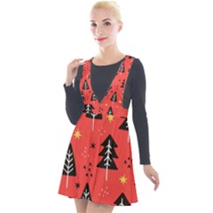 Christmas Christmas Tree Pattern Plunge Pinafore Velour Dress by Amaryn4rt