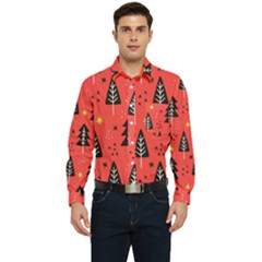 Christmas Christmas Tree Pattern Men s Long Sleeve Pocket Shirt  by Amaryn4rt