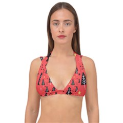 Christmas Christmas Tree Pattern Double Strap Halter Bikini Top by Amaryn4rt