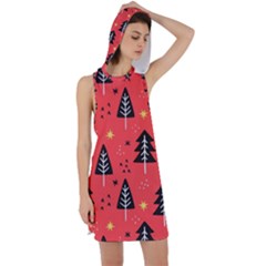 Christmas Christmas Tree Pattern Racer Back Hoodie Dress by Amaryn4rt