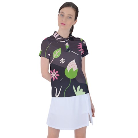 Wallpaper Floral Background Women s Polo Tee by Amaryn4rt