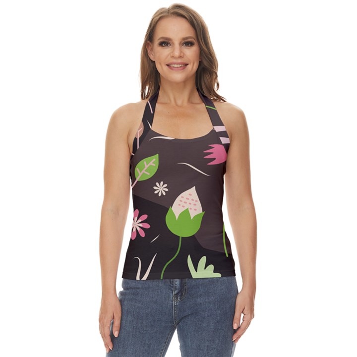 Wallpaper Floral Background Basic Halter Top