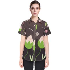 Wallpaper Floral Background Women s Short Sleeve Shirt