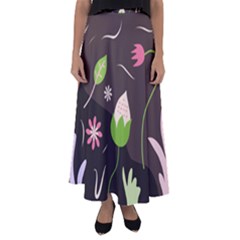 Wallpaper Floral Background Flared Maxi Skirt by Amaryn4rt