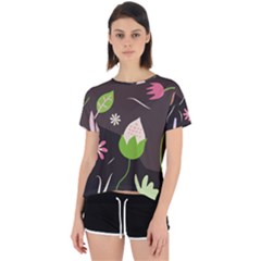 Wallpaper Floral Background Open Back Sport Tee by Amaryn4rt