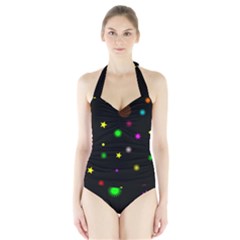 Stars Seamless Pattern Celebration Halter Swimsuit by Amaryn4rt