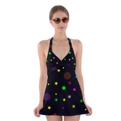 Stars Seamless Pattern Celebration Halter Dress Swimsuit  by Amaryn4rt