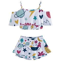 Wallpaper Background Cute Design Kids  Off Shoulder Skirt Bikini