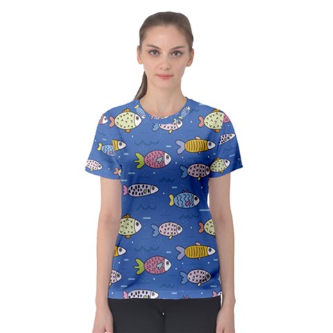 Sea Fish Blue Submarine Animals Women s Sport Mesh Tee by Amaryn4rt